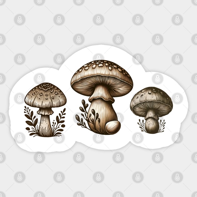 Cottagecore Mushrooms Sticker by Cun-Tees!
